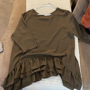 Olive color Ruffle shirt